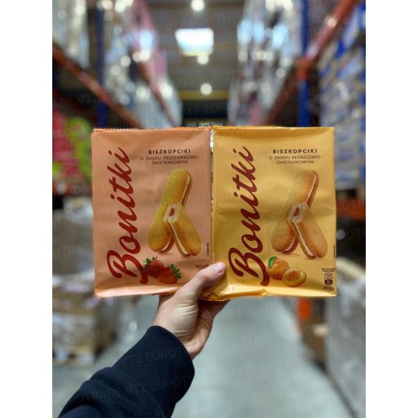 Bonitki Estella (Кокос) 50 g, Bonitki Мікс шоколад/ваніль 280 g, Bonitki Мікс горіховий/молочний крем 280 g, Bonitki Estella (Карамель) 50 g, Bonitki Estella (Горіх) 50 g, Bonitki з ванільним смаком 280 g, Bonitki з шоладним смаком 280 g, Bonitki з молочним смаком 280 g, Bonitki Sezam/Czekolada Mleczna 210 g, Bonitki MIX Шоколад, Кокос, Арахіс 280 g, Bonitki Персик/Полуниця 170 g, Bonitki Estella (Шоколад) 50 g