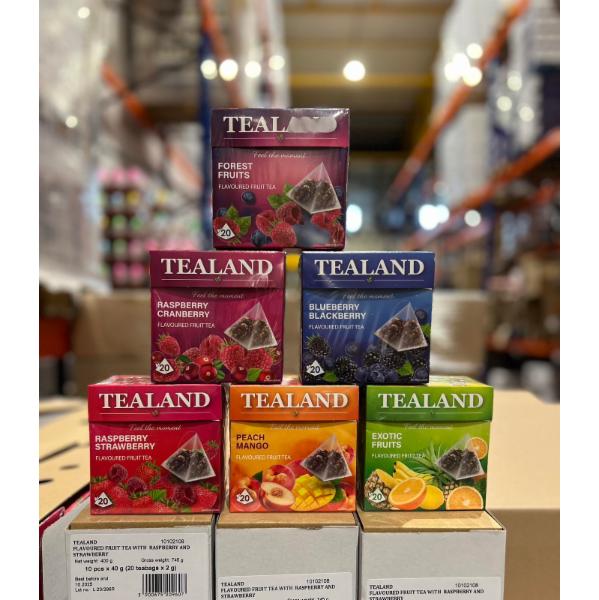 Tealand Ожина-Чорниця Blueberry Blackberry 40 g, Tealand Вишня Cherry 40 g, Tealand Манго-Персик Peach Mango 40 g, Tealand Апельсин-Імбир Orange Ginger 40 g, Tealand Малина-Полуниця Raspberry Strawberry 40 g, Tealand Екзотична Ягода Exotic Fruits 40 g, Tealand Лісова Ягода Forest Fruit 40 g, Tealand Малина-Журавлина Raspbery Cranberry 40 g