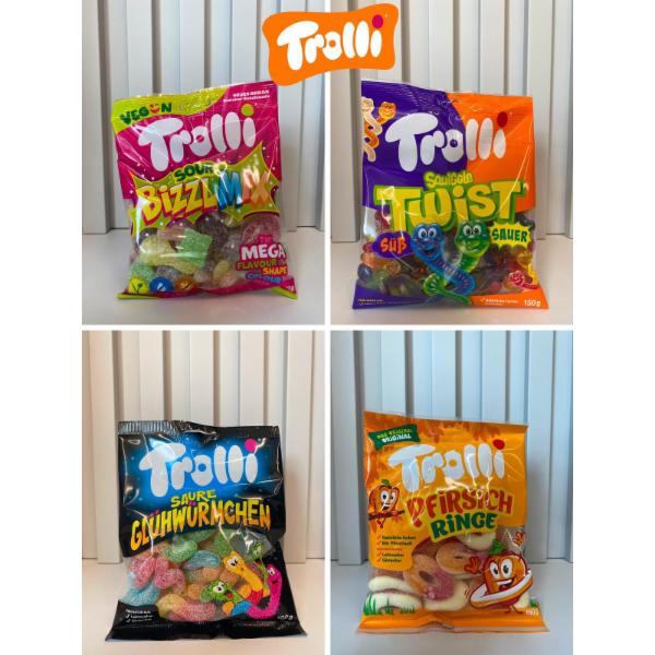 Trolli Glotzer Желейки (очі) 18 g, Trolli Big Burger XXL 50 g, Trolli Apfel Ringe 150 g, Trolli Dinorex 150 g, Trolli Pfirsich Ringe 150 g, Trolli Tutto Mare 150 g, Trolli Pingummi SUP 150 g, Trolli Play Mouse 150 g, Trolli Apfel Garten 150 g, Trolli Sour Bizzlmix 150 g, Trolli Squiggle Twist 150 g, Trolli MilchKuu 150 g, Trolli Haifische 150 g, Trolli Saure Gluhwurmchen 150 g, Trolli Dracula 150 g, Trolli Glotzer (60шт.) 1128 g, Trolli Glotzer Original 75 g, Trolli Party Burger Minis 170 g, Trolli All in One 1 kg, Trolli Friends & Family 430 g, Trolli Gummi Candy (Кільця) 1 kg, Trolli PLAY MOUSE 1 kg, Trolli Glotzer Gefullt 150 g, Trolli APFEL RINGE 1 kg, Trolli Super Bar 1 kg, Trolli Haifische 1 kg, Trolli Milchkuh 1 kg, Trolli Watermelon Splash (60 шт.) 1128 g, Trolli Watermelon Flavor Bomb 75 g, Trolli Super Kick 75 g, Trolli Planet Gummi 75 g, Trolli Apple Mallow 150 g, Trolli Choco Bananas 150 g, Trolli Mallow Stars 150 g, Trolli Peach Mallow 150 g, Trolli Cannabites 150 g, Trolli Bytes 150 g, Trolli The Original HITS 200 g, Trolli Party Burger Mini 60x10g 600 g, Trolli Gummi Candy SHARK 1 kg, Trolli Energy Ballz 75 g, Trolli Glotzer 30*18,8g 564 g, Trolli Dinorex/ApfelGarten/Bizzlmix 150 g, Trolli Wurrli 150 g, Trolli Sour Strawbies 150 g, Trolli Rote Fruchte Mini Ringe 150 g, Trolli Hoppla Hopp 360 g, Trolli Sweet Barbecue Party (19 minis) 360 g, Trolli Hallowen 360 g, Trolli Funny Bunnies 200 g, Trolli Flavor Bomb Cherry Cola 75 g, Trolli Flavor Bomb Strawberry 75 g, Trolli Gluhwurmchen Verry Berry 150 g, Trolli Gluhwurmchen MixUp 150 g, Trolli Kiss Minis 150 g, Trolli Kiss Strawberry 150 g, Trolli Tarantula 150 g, Trolli The Squiggles 150 g, Trolli Big Burger дисплей (180шт x 50g) 9 kg, Trolli Flavor Bomb Mango (60шт.) 1128 g, Trolli Flavor Bomb Strawberry (60шт.) 1128 g, Trolli Flavor Bomb Cherry Cola (60шт.) 1128 g, Trolli Flavor Bomb Mango 75 g, Trolli Multi Mix, Friends & Family (BOX) 210 g, Trolli Fruchtwurmer 1 kg, Trolli Fun for All 1 kg, Trolli Classic Bears 100 g, Trolli Haifische, 150шт. 1,2 kg, Trolli Mini Dracula,150 шт. 1050 g, Trolli Saure Strawbies, 150 шт. 1,2 kg, Trolli Schaumerdbeere (Kiss Strawberry), 150 шт. 1,2 kg, Trolli Saure Gluhwurmchen Minis 200 g, Trolli Flavor Bomb Gluhwurmchen (60шт.) 1128 g, Trolli Super Brain 150 g, Trolli Santas Gummi Mix 200 g, Trolli Winterland 360 g