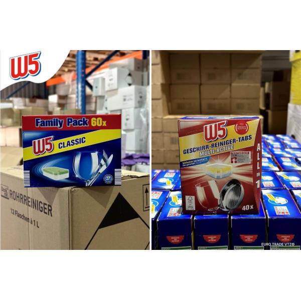 W5 ECO Glasreiniger 1 L, W5 All in 1, 40 tabs 760 g, W5 ECO Allzweckreiniger 1,25 L, W5 INSECT REMOVER/WHEEL CLEANER 750 ml, W5 Topf-Reiniger 6 pcs none, W5 БЕЗ ЕТИКЕТОК WC Reiniger (Lemon / Ocean / Maxx Power) 1 L, W5 Nature - Bathreiniger 1 L, W5 Schaber 5 none, W5 All in 1, 44 tabs 836 g, W5 Glasreiniger Classic 1 L, W5 Allzweckreiniger 1250 ml, W5 Family-Pack Classic Clean, 60 tabs 900 g, W5 Happy Heaven 500 ml, W5 Anti-Kalk, 60-Tabs 900 g, W5 Geschirr Reiniger Classic, 60-Tabs 900 g, W5 All in 1 Power, 40 tabs 690 g, W5 Rohr-Reiniger 1 L, W5 Nature, Limoen/Framboos/Aloe Vera 500 ml, W5 Floral/Lemon, 2x48g 96 g, W5 Frescura Oceano/Cloro, 2x48g 96 g, W5 Ocean Power, 5 x 48g 240 g, W5 Geschirr Reiniger Multi Activ, 40-Tabs 840 g, W5 Classic, 60-Tabs 900 g, W5 Triple Action (запаска) 1 L, W5 Ultra Stark 750 ml, W5 Air Freshener MIX 150 ml, W5 2 in 1,  40 шт none, W5 Hygienic and Cleaner 2x250 ml